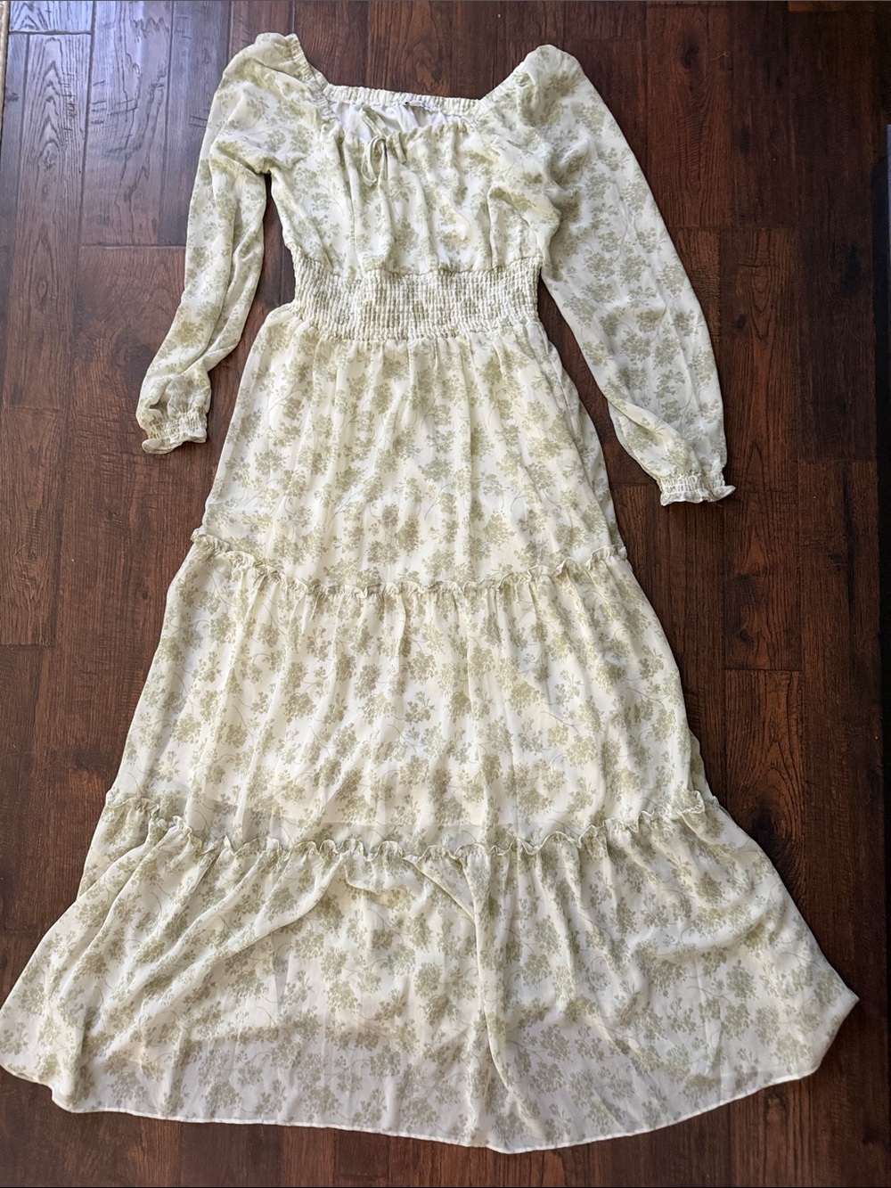 Baltic Born Cream and Sage Floral Tiered Maxi Dress